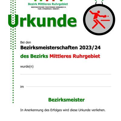 Urkunde Bezirks-Meisterschaften PLATZ